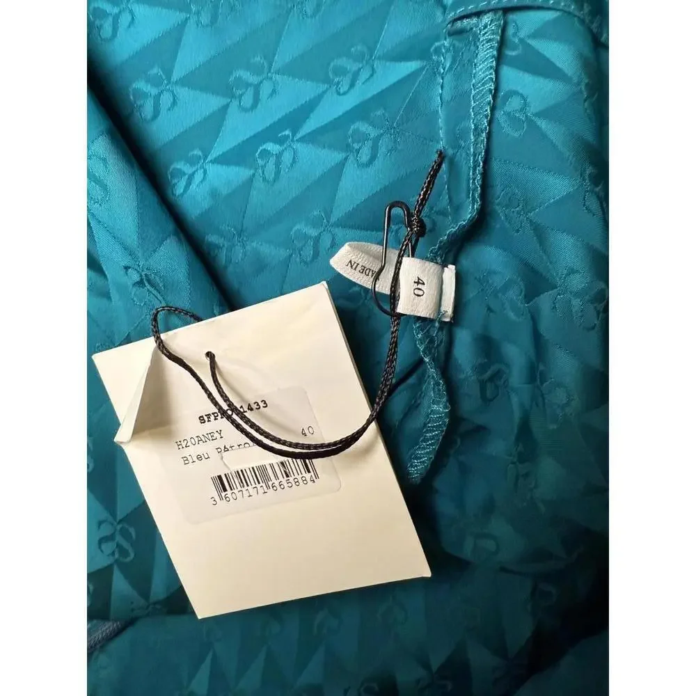 New Sandro Paris Ruched Satin Jacquard Mini Dress, size 40/US 4 - Picture 4 of 5